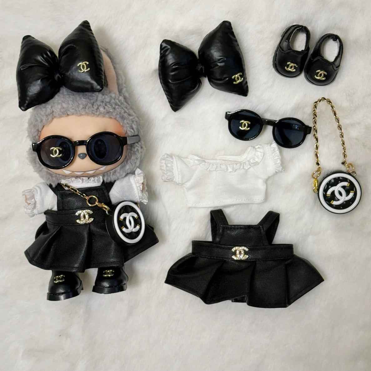 Chanel Black Leather Bow Outfit